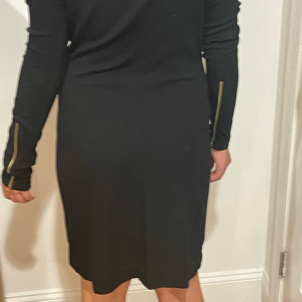 Theory Black Sheath Dress Long Cuffed Sleeves